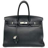 エルメス HERMES バーキン35 □N刻印 ブラック シルバー金具 トゴ レディース ハンドバッグ