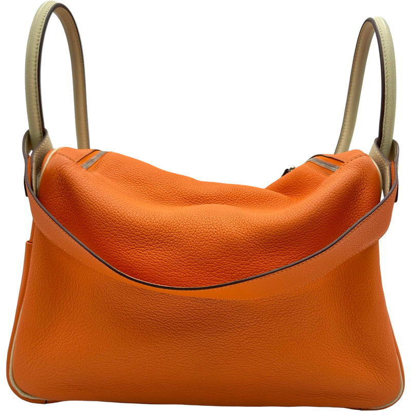 エルメス HERMES リンディ34 ▢M刻印 オレンジ/パルシェマン シルバー 