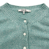 クリスチャン・ディオール Christian Dior Bee刺繍ニットカーディガン 4SBM14CARA グリーン ウール レディース カーディガン