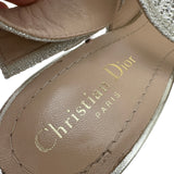 クリスチャン・ディオール Christian Dior JAdior スリングバッグラインストーンパンプス シルバー レザー レディース パンプス