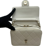 シャネル CHANEL マトラッセミニフラップショルダーバッグ AS3002 ホワイト ゴールド金具 キャビアスキン レディース ショルダーバッグ