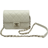 シャネル CHANEL マトラッセミニフラップショルダーバッグ AS3002 ホワイト ゴールド金具 キャビアスキン レディース ショルダーバッグ