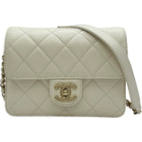 シャネル CHANEL マトラッセミニフラップショルダーバッグ AS3002 ホワイト ゴールド金具 キャビアスキン レディース ショルダーバッグ