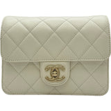 シャネル CHANEL マトラッセミニフラップショルダーバッグ AS3002 ホワイト ゴールド金具 キャビアスキン レディース ショルダーバッグ
