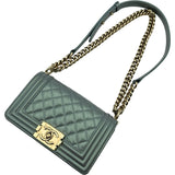 シャネル CHANEL ボーイシャネル20 A67085 22番台 グレー ゴールド金具 エナメル レディース ショルダーバッグ