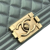 シャネル CHANEL ボーイシャネル20 A67085 22番台 グレー ゴールド金具 エナメル レディース ショルダーバッグ
