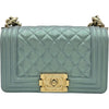 シャネル CHANEL ボーイシャネル20 A67085 22番台 グレー ゴールド金具 エナメル レディース ショルダーバッグ