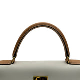 エルメス HERMES ケリー28 外縫い □B刻印 ホワイト/ナチュラル ゴールド金具 エバーグレイン/クシュベル レディース ショルダーバッグ