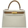 エルメス HERMES ケリー28 外縫い □B刻印 ホワイト/ナチュラル ゴールド金具 エバーグレイン/クシュベル レディース ショルダーバッグ