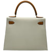 エルメス HERMES ケリー28 外縫い □B刻印 ホワイト/ナチュラル ゴールド金具 エバーグレイン/クシュベル レディース ショルダーバッグ