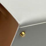 エルメス HERMES ケリー28 外縫い □B刻印 ホワイト/ナチュラル ゴールド金具 エバーグレイン/クシュベル レディース ショルダーバッグ