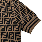 フェンディ FENDI FF総柄半袖ニットセーター FZY702 ブラウン レーヨン レディース セーター