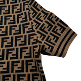 フェンディ FENDI FF総柄半袖ニットセーター FZY702 ブラウン レーヨン レディース セーター