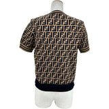 フェンディ FENDI FF総柄半袖ニットセーター FZY702 ブラウン レーヨン レディース セーター