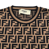 フェンディ FENDI FF総柄半袖ニットセーター FZY702 ブラウン レーヨン レディース セーター