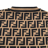 フェンディ FENDI FF総柄半袖ニットセーター FZY702 ブラウン レーヨン レディース セーター