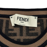 フェンディ FENDI FF総柄半袖ニットセーター FZY702 ブラウン レーヨン レディース セーター