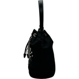 プラダ PRADA トライアングルロゴ バケットバッグ 1BE067 ブラック ナイロン/ラインストーン レディース ショルダーバッグ