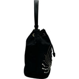 プラダ PRADA トライアングルロゴ バケットバッグ 1BE067 ブラック ナイロン/ラインストーン レディース ショルダーバッグ