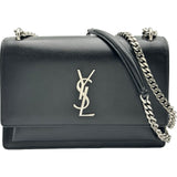 サンローラン SAINT LAURENT サンセットミディアム 442906 ブラック レザー レディース ショルダーバッグ