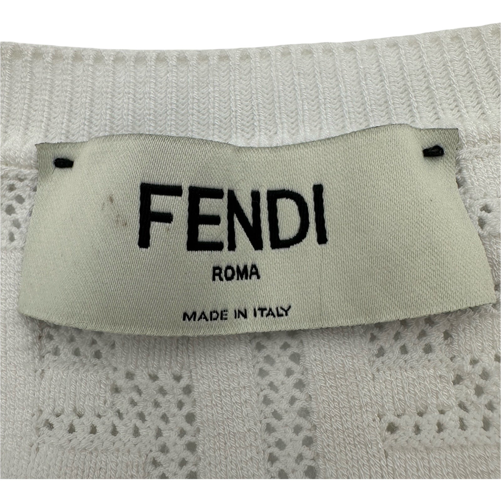Fendi ホワイト ワンピース 90cm 18M フェンディ FENDI FF総柄ノースリーブニットワンピース FZDA16