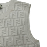 フェンディ FENDI FF総柄ノースリーブニットワンピース FZDA16 ホワイト レーヨン レディース ワンピース