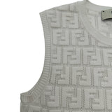 フェンディ FENDI FF総柄ノースリーブニットワンピース FZDA16 ホワイト レーヨン レディース ワンピース
