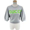 グッチ GUCCI ロゴ刺繍クロップド スウェットシャツ 768125 グレー コットン レディース スウェット