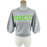 グッチ GUCCI ロゴ刺繍クロップド スウェットシャツ 768125 グレー コットン レディース スウェット