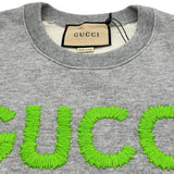 グッチ GUCCI ロゴ刺繍クロップド スウェットシャツ 768125 グレー コットン レディース スウェット