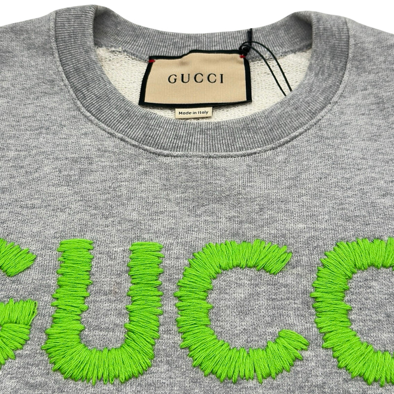 グッチ GUCCI ロゴ刺繍クロップド スウェットシャツ 768125 グレー