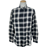 サンローラン SAINT LAURENT オンブレチェックウエスタン長袖シャツ 455433 ブラック コットン メンズ 長袖シャツ