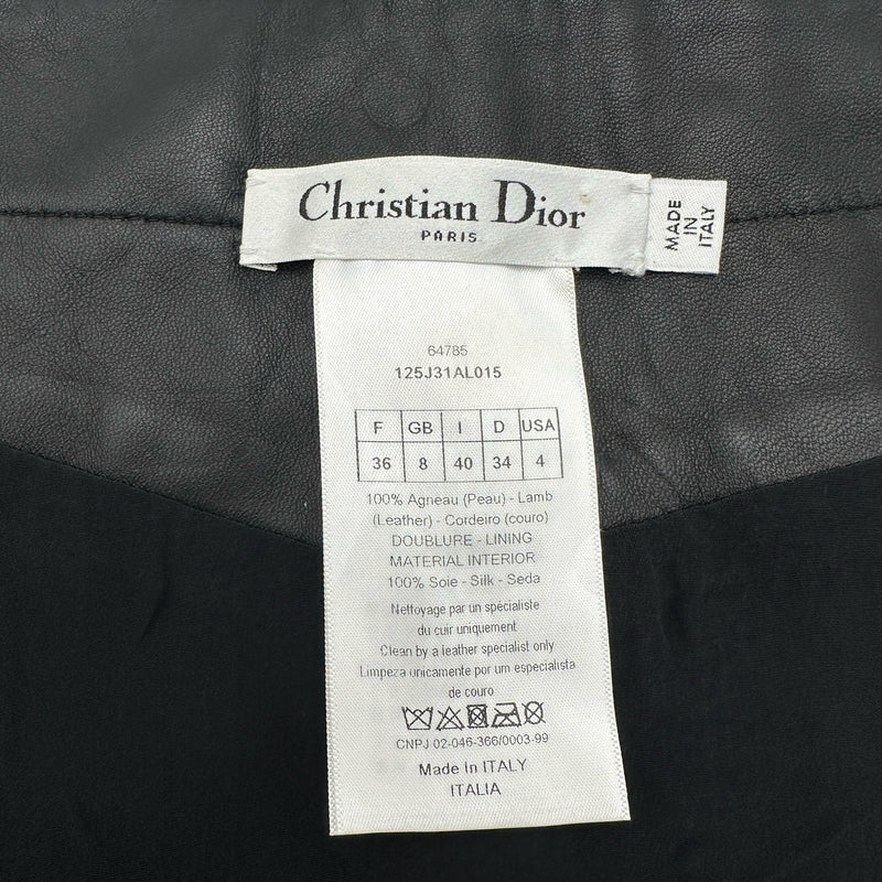 クリスチャン・ディオール Christian Dior CDロゴボタンレザースカート