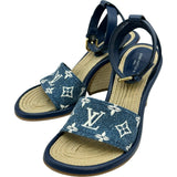 ルイ・ヴィトン LOUIS VUITTON マイアライン モノグラムサンダル SC1201 ブルー デニム レディース サンダル