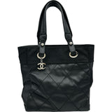 シャネル CHANEL パリビアリッツトートPM A34208 16番台 ブラック シルバー金具 PVCコーティングキャンバス レディース トートバッグ