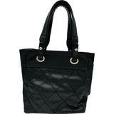 シャネル CHANEL パリビアリッツトートPM A34208 16番台 ブラック シルバー金具 PVCコーティングキャンバス レディース トートバッグ