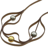 エルメス HERMES ルーレットヒル ネックレス ナチュラル ゴールド金具/シルバー金具 レザー/メタル アクセサリー