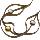 エルメス HERMES ルーレットヒル ネックレス ナチュラル ゴールド金具/シルバー金具 レザー/メタル アクセサリー