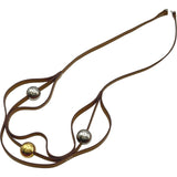 エルメス HERMES ルーレットヒル ネックレス ナチュラル ゴールド金具/シルバー金具 レザー/メタル アクセサリー