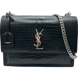サンローラン SAINT LAURENT サンセット ラージ ショルダーバッグ 498779 ブラック シルバー金具 レザー レディース ショルダーバッグ
