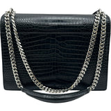 サンローラン SAINT LAURENT サンセット ラージ ショルダーバッグ 498779 ブラック シルバー金具 レザー レディース ショルダーバッグ