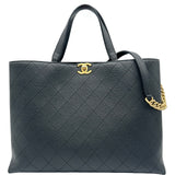 シャネル CHANEL マトラッセ2WAYラージ ショッピングトート ブラック ゴールド金具 キャビアスキン レディース トートバッグ