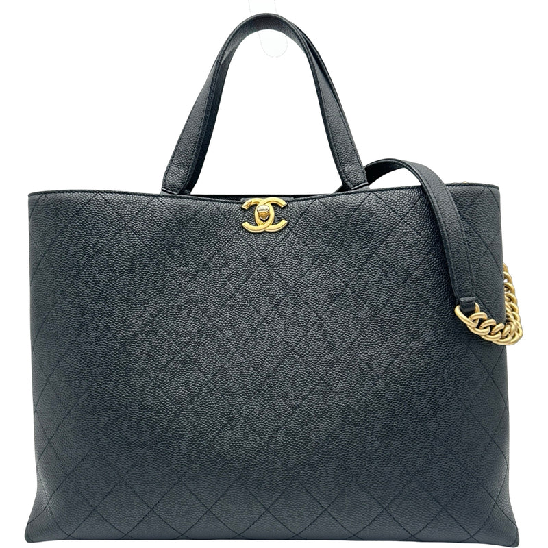 シャネル CHANEL マトラッセ2WAYラージ ショッピングトート ブラック