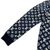 ルイ・ヴィトン LOUIS VUITTON モノグラム総柄ジャガードスウェットシャツ HIY53W ネイビー コットン メンズ スウェット