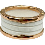 ブルガリ BVLGARI ビーゼロワンリング 4バンド ピンクゴールド Au750 ホワイトセラミック ジュエリー