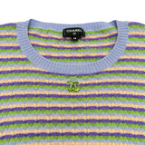 シャネル CHANEL ココマークミックスカラーニットセーター P77535 パープル カシミヤ レディース セーター