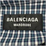 バレンシアガ BALENCIAGA ワードロープチェック長袖シャツ 690340 ネイビー コットン メンズ 長袖シャツ