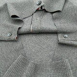 トムブラウン THOM BROWNE Vネックウールロング カーディガン FKC289A グレー ウール レディース カーディガン