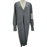 トムブラウン THOM BROWNE Vネックウールロング カーディガン FKC289A グレー ウール レディース カーディガン