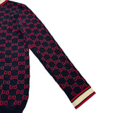 グッチ GUCCI GG総柄ジャガードウールニットカーディガン 554425 ネイビー ウール レディース カーディガン